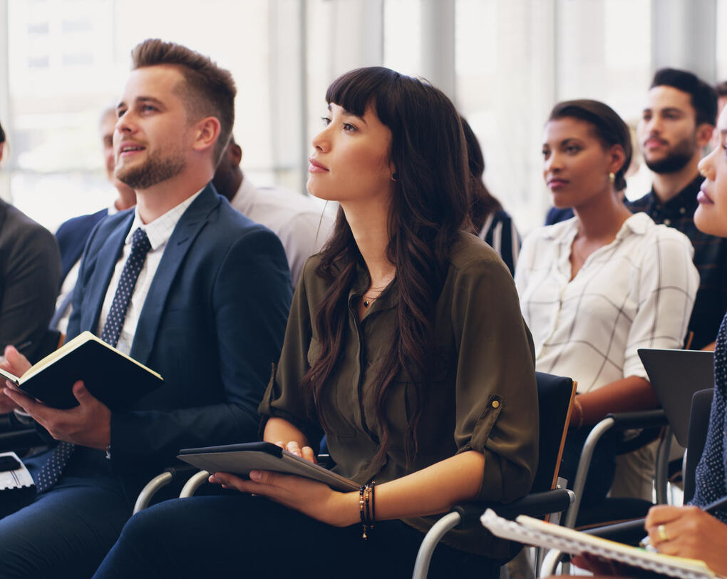Professional education image supporting the registration section for the Princeton Seattle Study Club academic program. Dental professionals attending an educational lecture